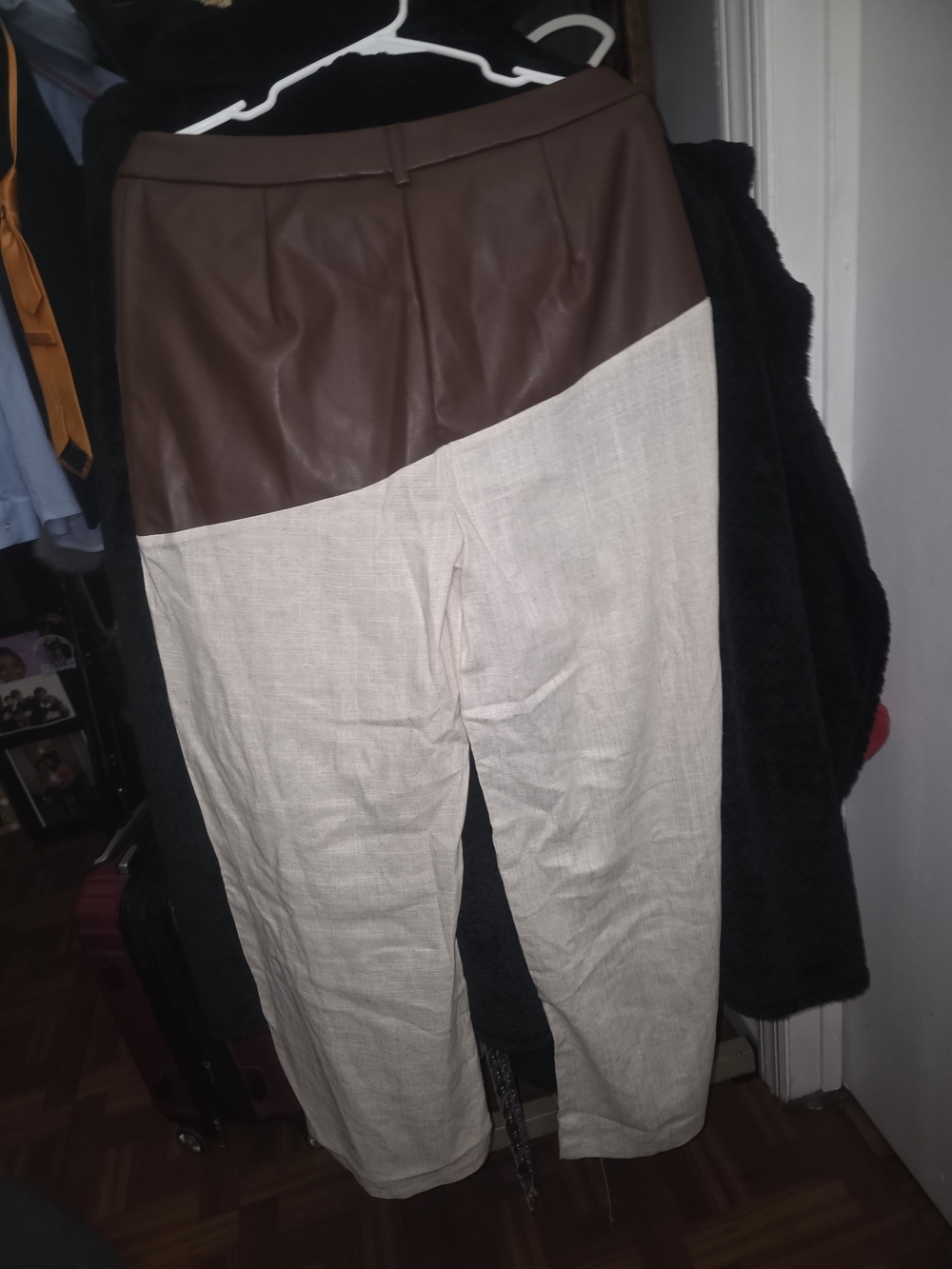 High-Rise Two-Tone Wide-Leg Pants in Brown and Natural - Picture 3 of 4